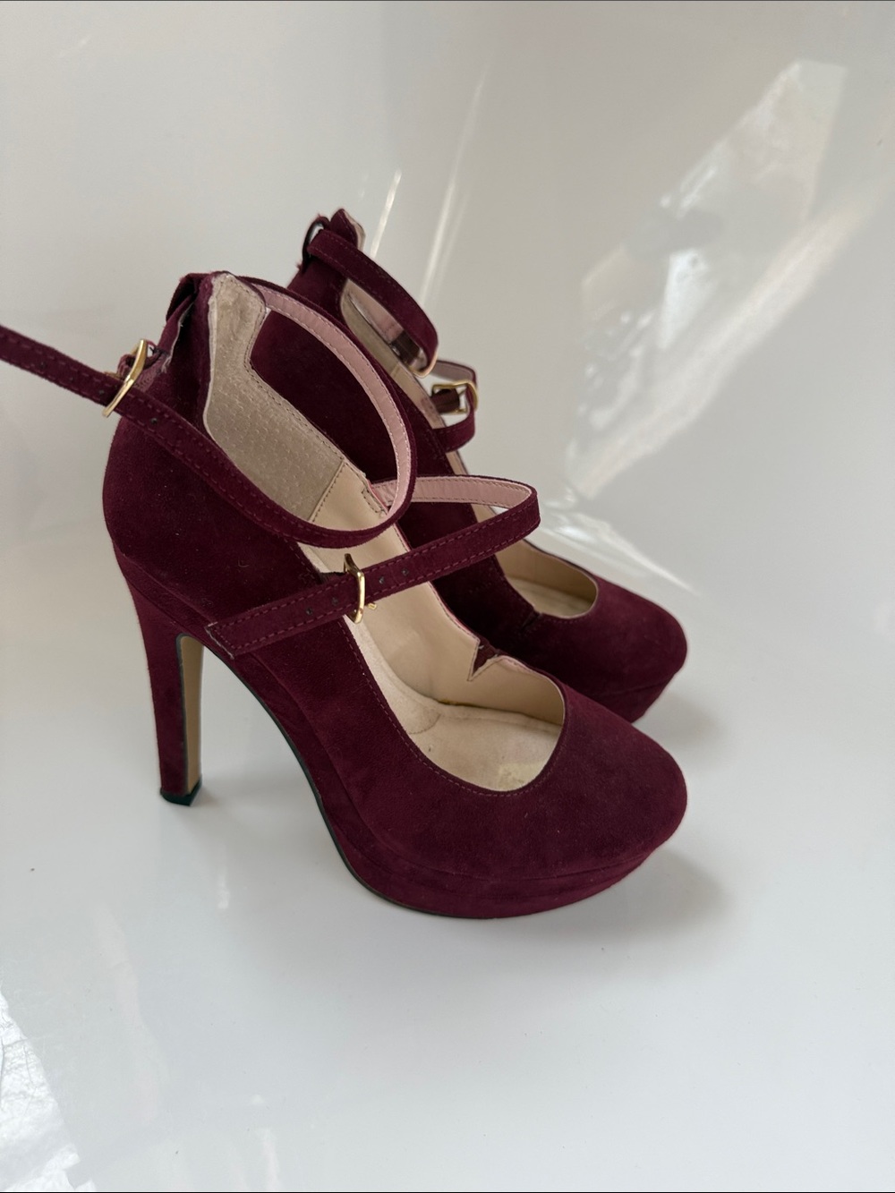 eva mendes for New York & Company Burgundy Suede Mary Jane Heels